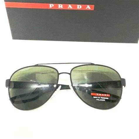 Prada men polarized lenses aviator style sunglasses sps 55Q